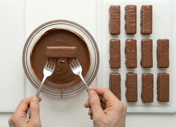 Huesitos caseros, capas crujientes cubiertas de chocolate