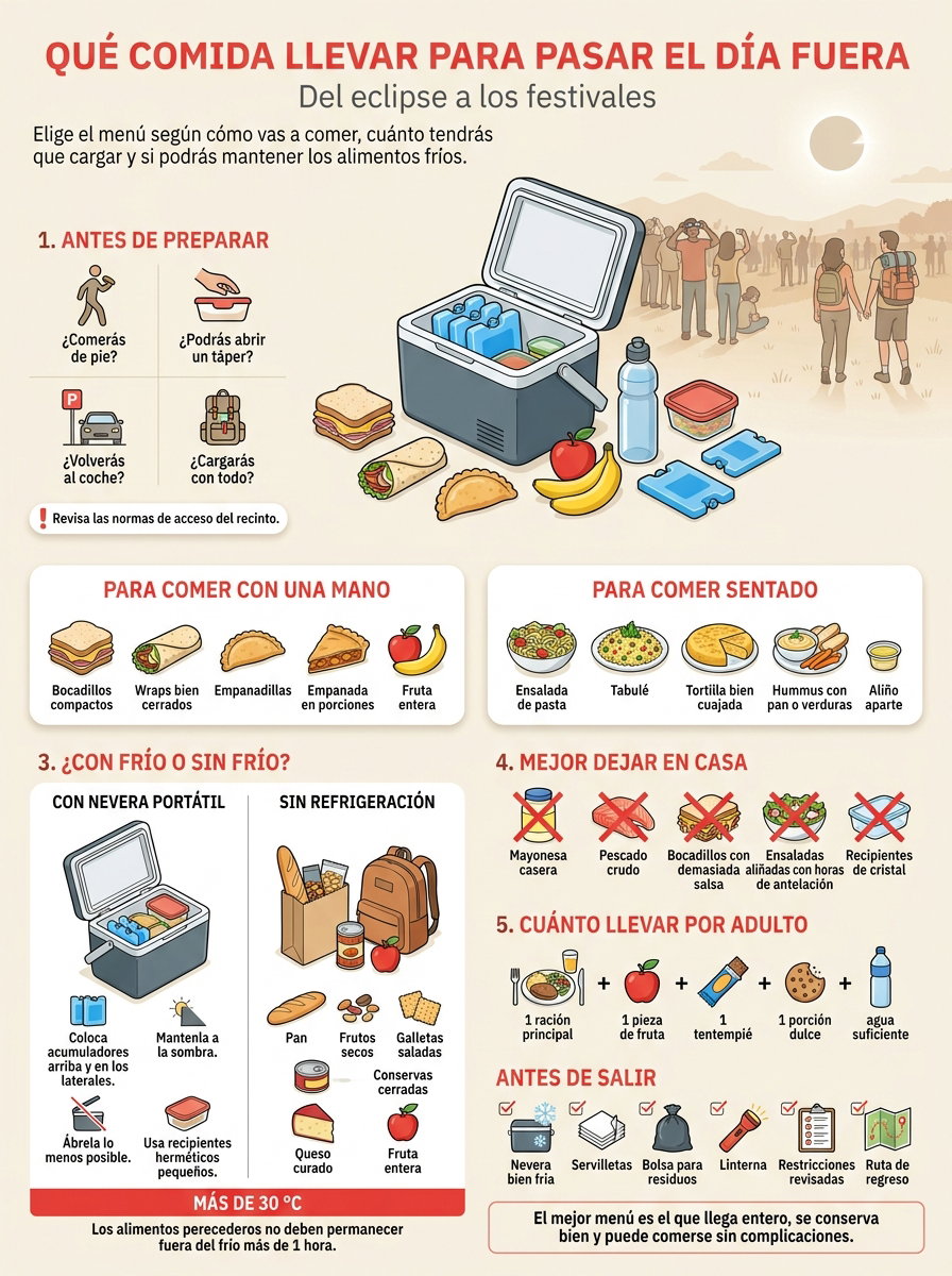 Qué comida llevar para pasar el día fuera, del eclipse a los festivales
