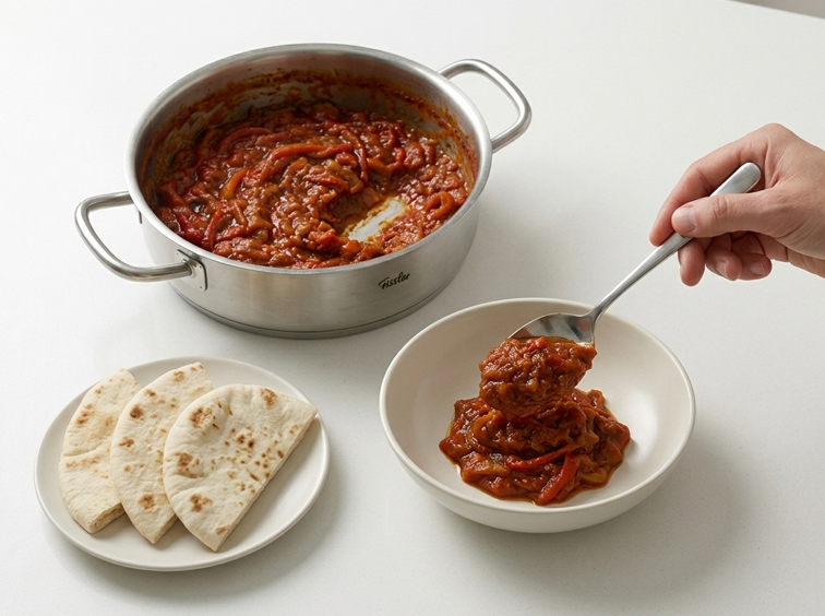 Matbuja, la ensalada cocida de tomate y pimiento del Magreb e Israel