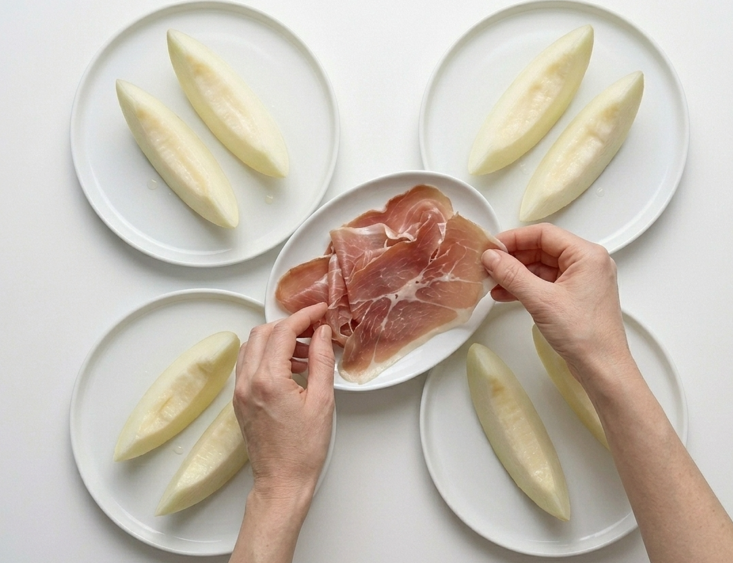 Melón con jamón clásico, la versión sencilla de toda la vida