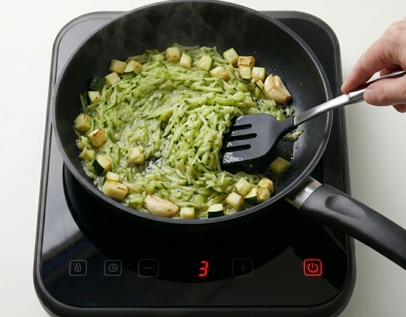 Pasta cremosa con calabacín y parmesano