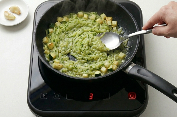 Pasta cremosa con calabacín y parmesano
