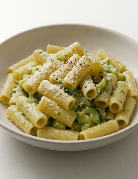 Pasta cremosa con calabacín y parmesano