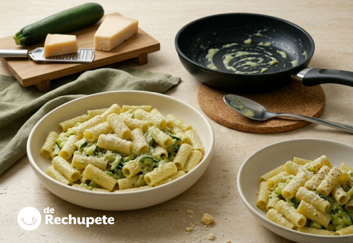 Pasta cremosa con calabacín y parmesano