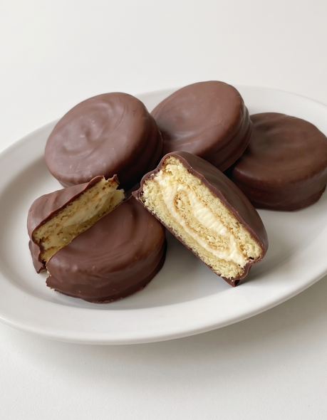 Phoskitos caseros, el pastelito enrollado con crema y cobertura de chocolate