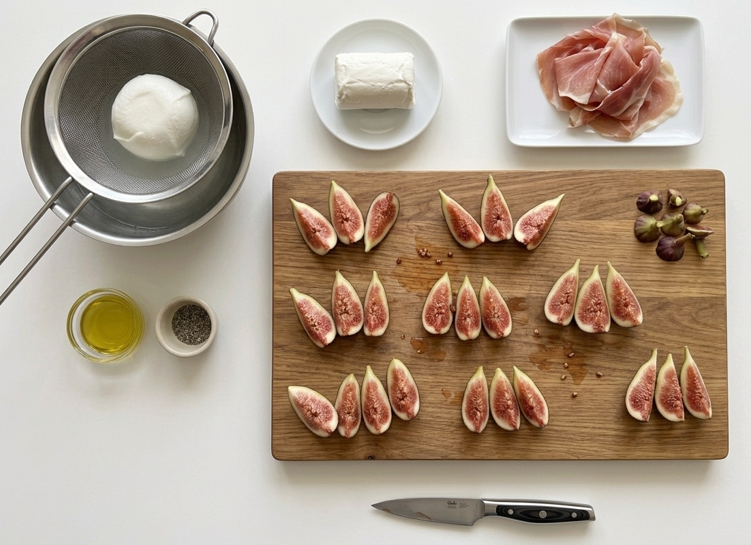 Pizza de higos, queso y jamón serrano