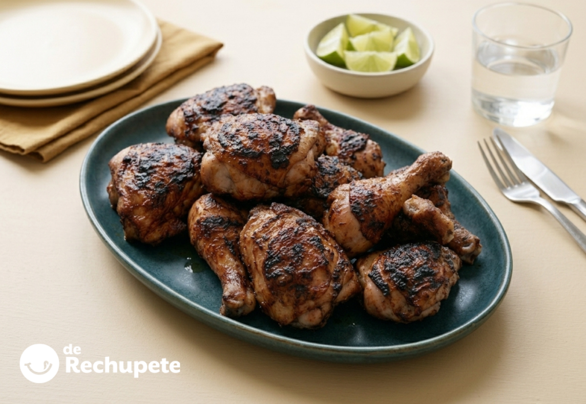 Pollo jerk jamaicano, picante, especiado y ahumado