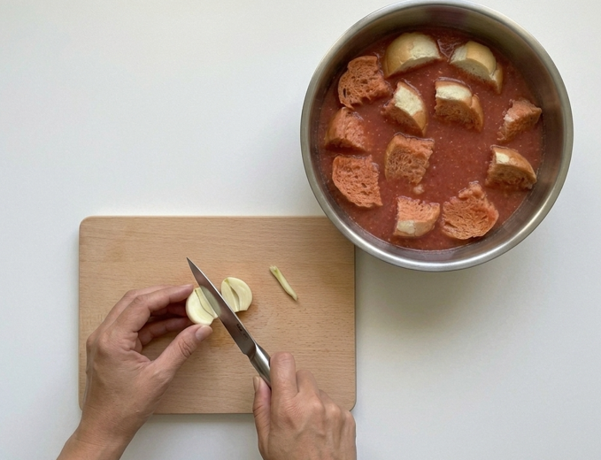 Salmorejo cordobés casero. Receta andaluza fácil paso a paso