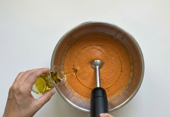 Salmorejo cordobés casero. Receta andaluza fácil paso a paso