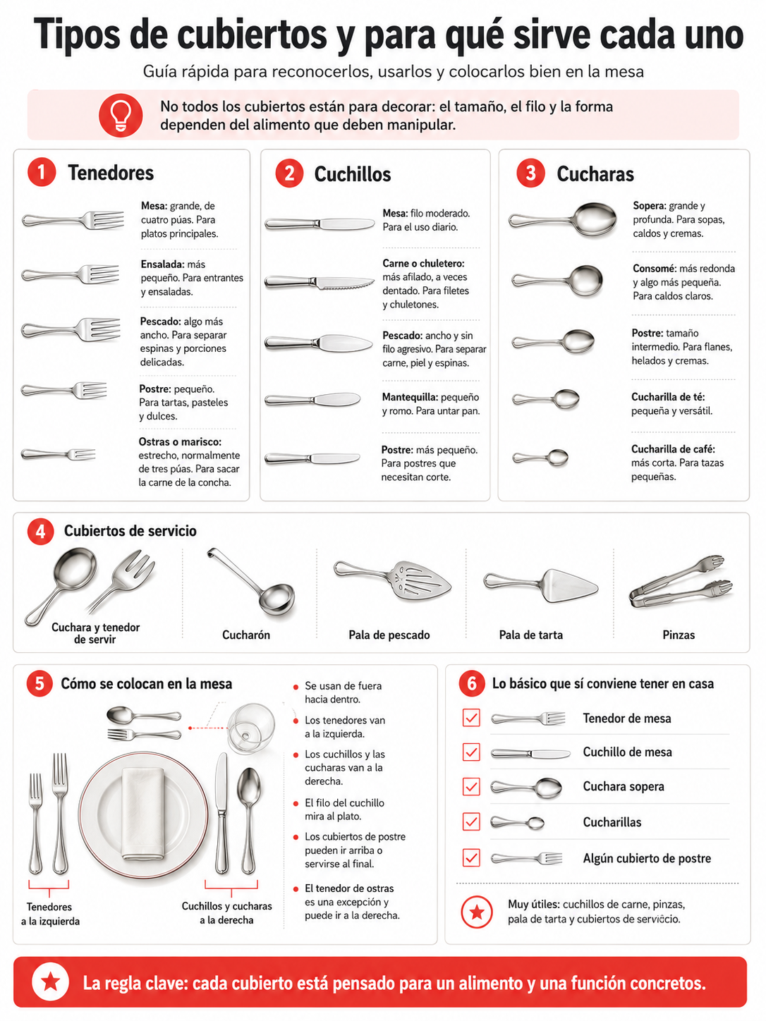 Tipos de cubiertos y para qué sirve cada uno
