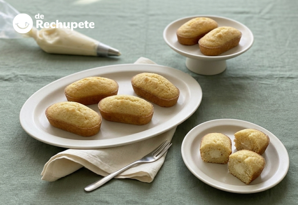 Twinkies caseros o Bucaneros de vainilla, con su relleno blanco