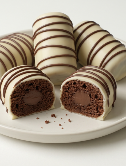 Zebras rellenas de cacao, con su cobertura blanca y las rayas de chocolate