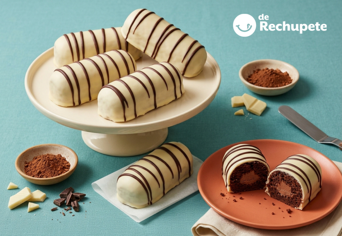 Zebras rellenas de cacao, con su cobertura blanca y las rayas de chocolate