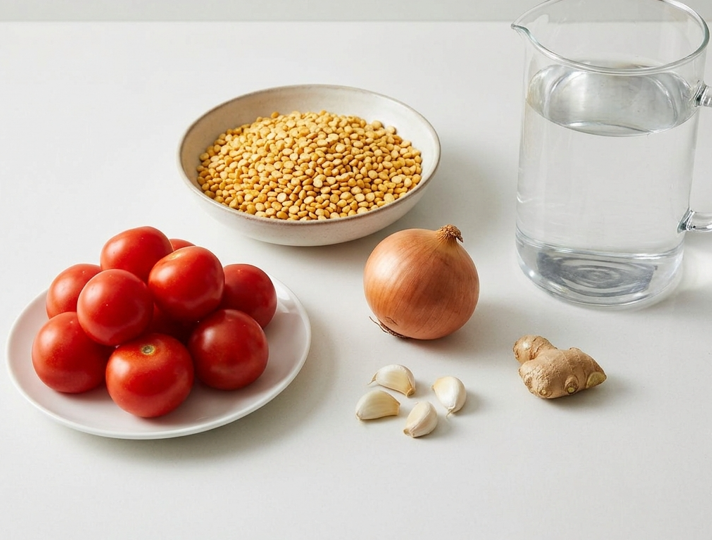 Chana dal: garbanzos partidos con sofrito indio de tomate y especias
