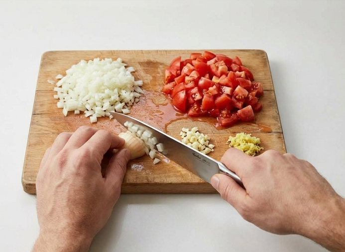 Chana dal: garbanzos partidos con sofrito indio de tomate y especias