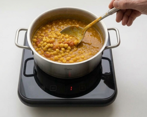Chana dal: garbanzos partidos con sofrito indio de tomate y especias