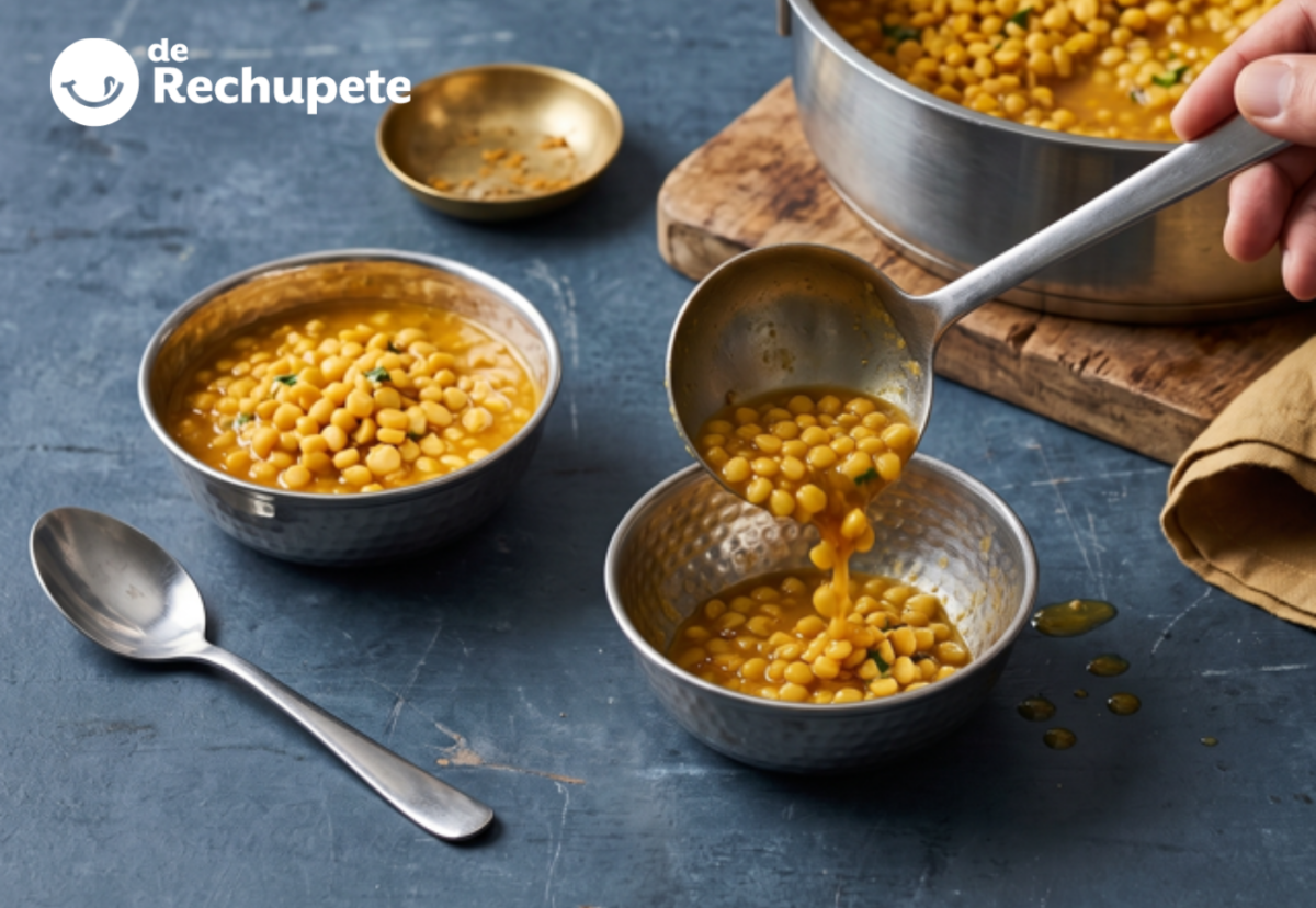 Chana dal: garbanzos partidos con sofrito indio de tomate y especias