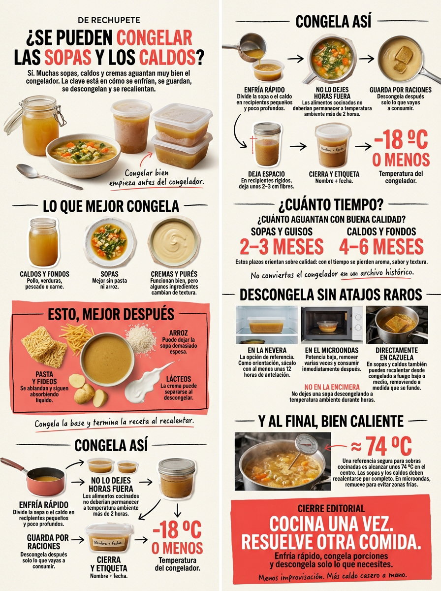 ¿Se pueden congelar las sopas y los caldos? Cómo hacerlo bien y cómo descongelarlos