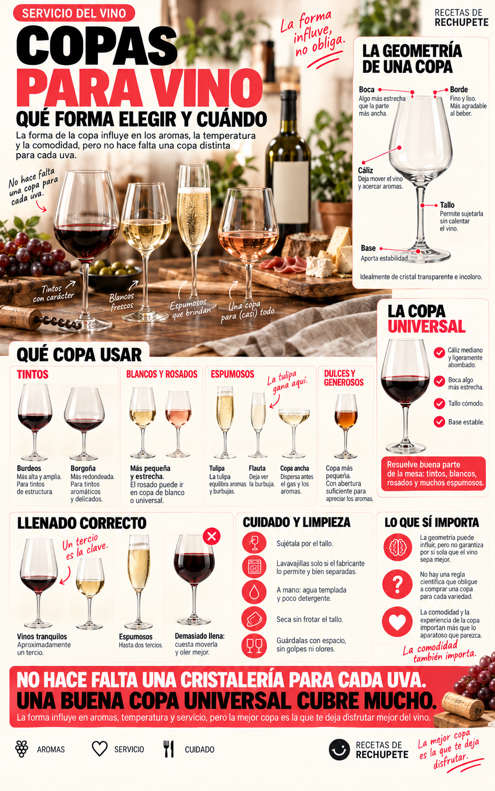 Copas para vino: qué forma elegir para tintos, blancos y espumosos