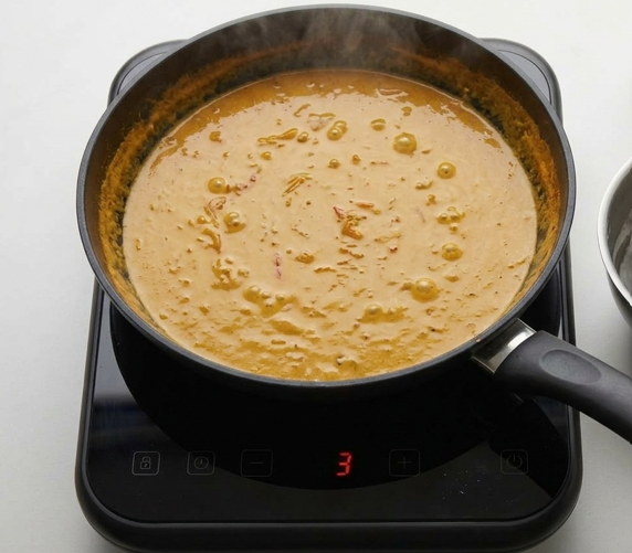 Curry de pescado con coco, merluza jugosa en una salsa cremosa y especiada