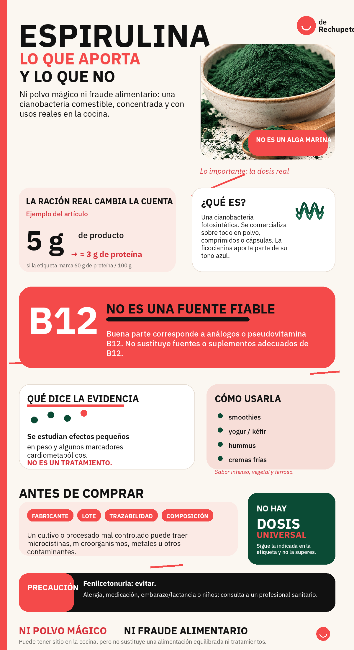 Espirulina: qué es, beneficios reales, cómo tomarla y cuándo conviene tener cuidado