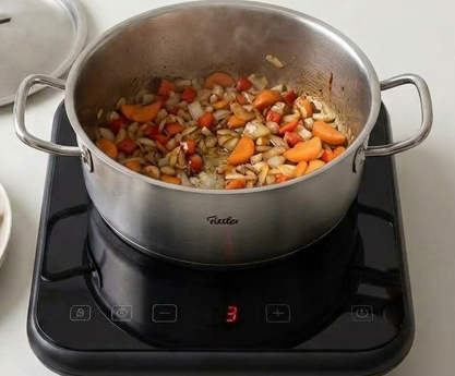 Guiso de pollo con patatas, con salsa melosa sin harina