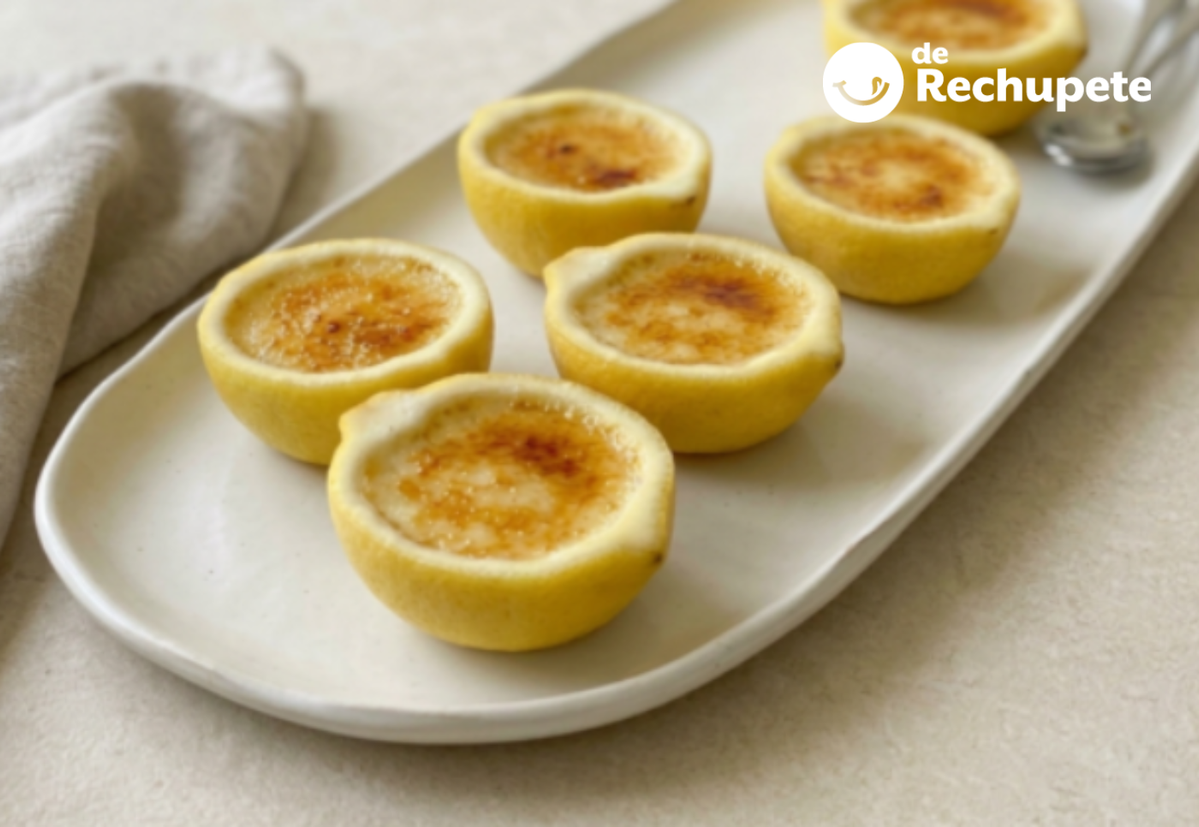 Lemon brûlée en su propia cáscara, crema de limón sin horno con costra crujiente