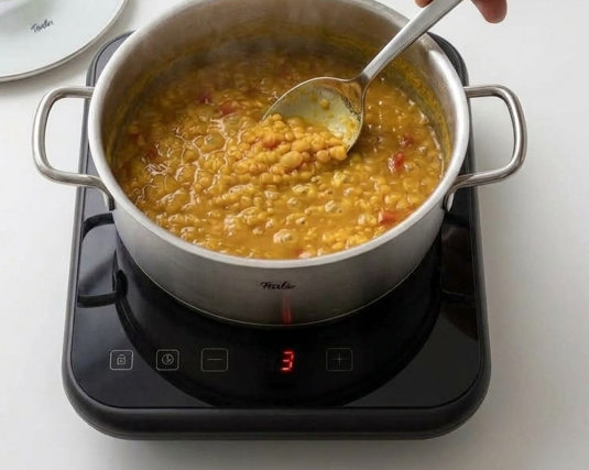 Masoor dal con tadka de ajo y comino: lentejas rojas al estilo indio