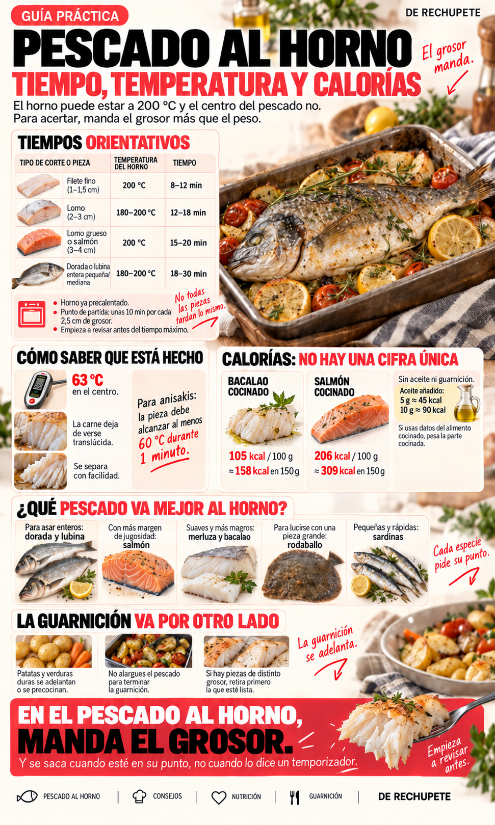Pescado al horno: tiempos, temperaturas, calorías y qué variedad elegir