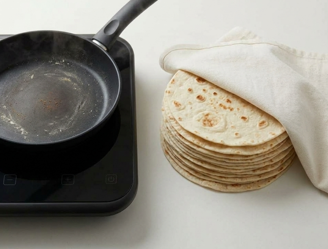 Tortillas de trigo caseras, finas y flexibles para tacos, fajitas y burritos