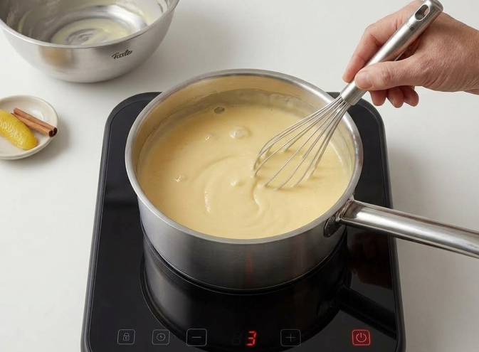 Xuxos de crema. Masa hojaldrada, frita y rellena de crema pastelera