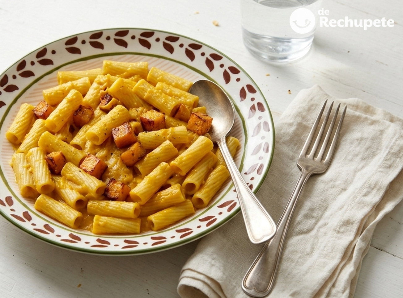 Pasta con calabaza asada y parmesano, toda la cremosidad sin pizca de nata