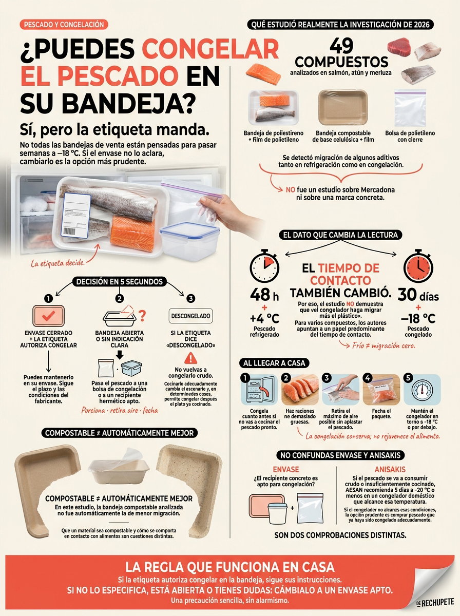 ¿Se puede congelar el pescado en la bandeja del supermercado?