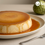 Flan de chirimoya con caramelo, cremoso y suave