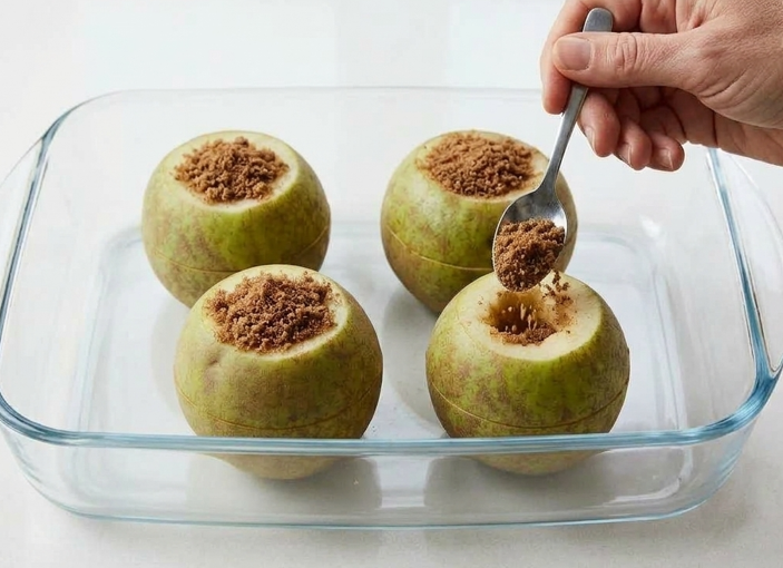 Manzanas asadas al horno con canela y mantequilla, tiernas y jugosas