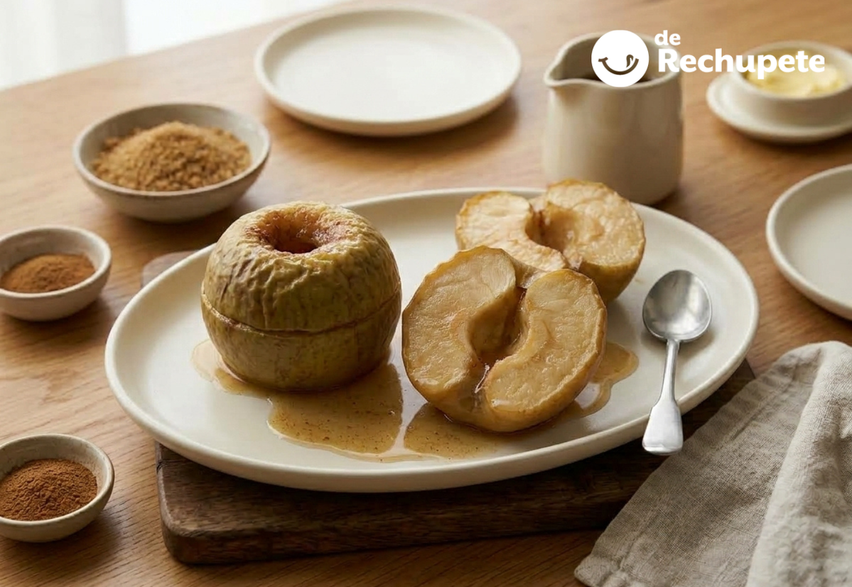 Manzanas asadas al horno con canela y mantequilla, tiernas y jugosas