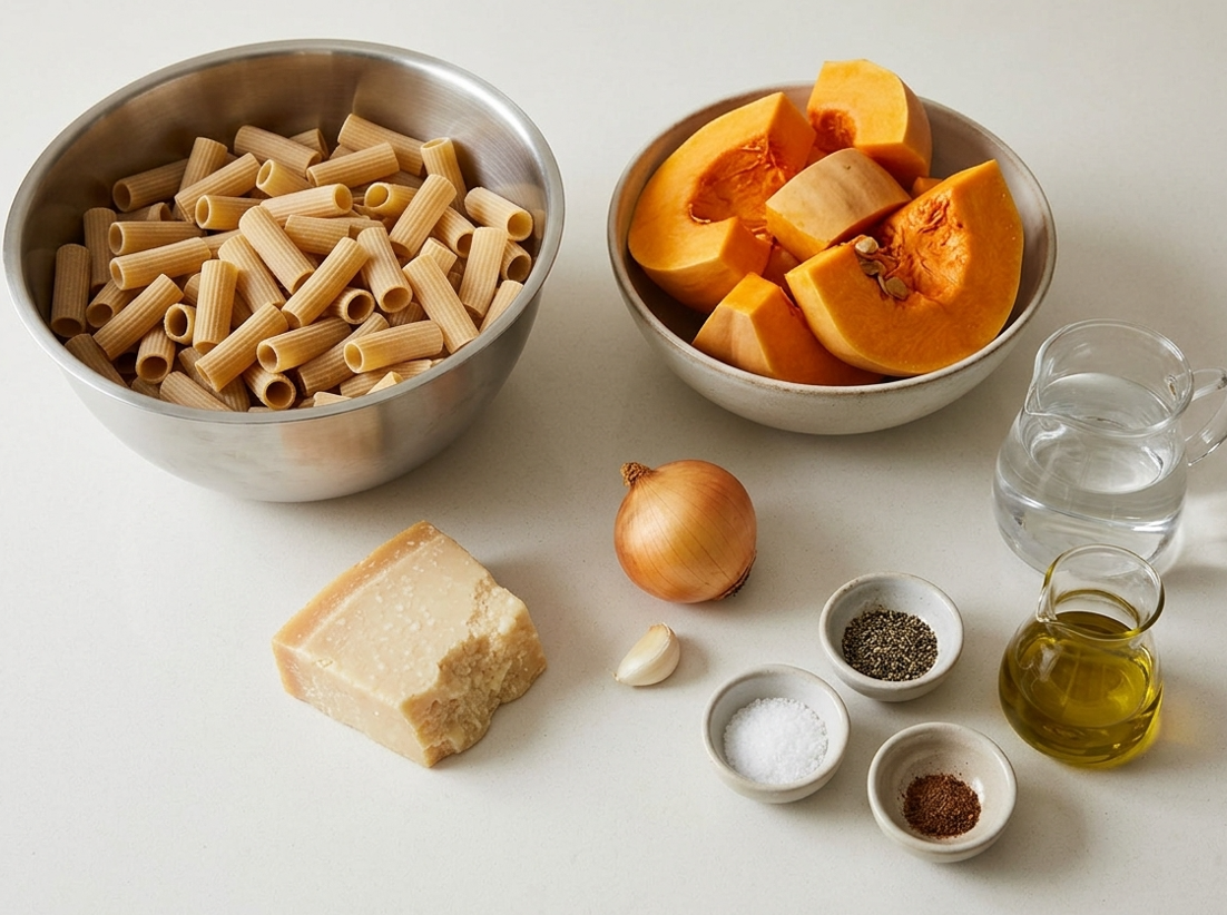 Pasta con calabaza asada y parmesano, cremosa y sin nata